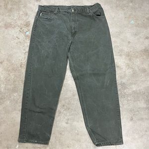 VTG Carhartt B72 MOS Green Cotton Jeans Men Actual Size 40x30,Tag 42x30 USA FADE